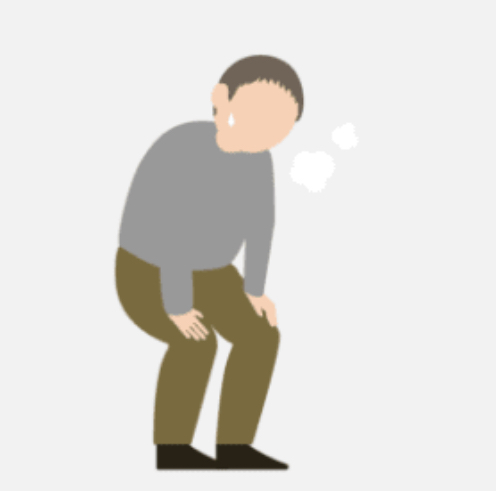 呼吸器疾患で息苦しそうにしているイラスト画像